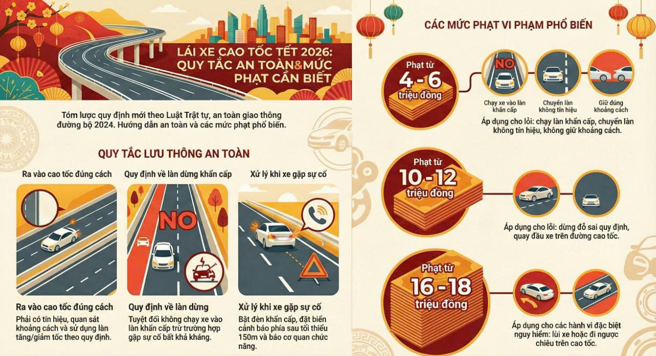 Dịp Tết, người d&acirc;n di chuyển tr&ecirc;n cao tốc cần lưu &yacute; những lỗi vi phạm sau kẻo bị phạt đến 18 triệu đồng- Ảnh 1.