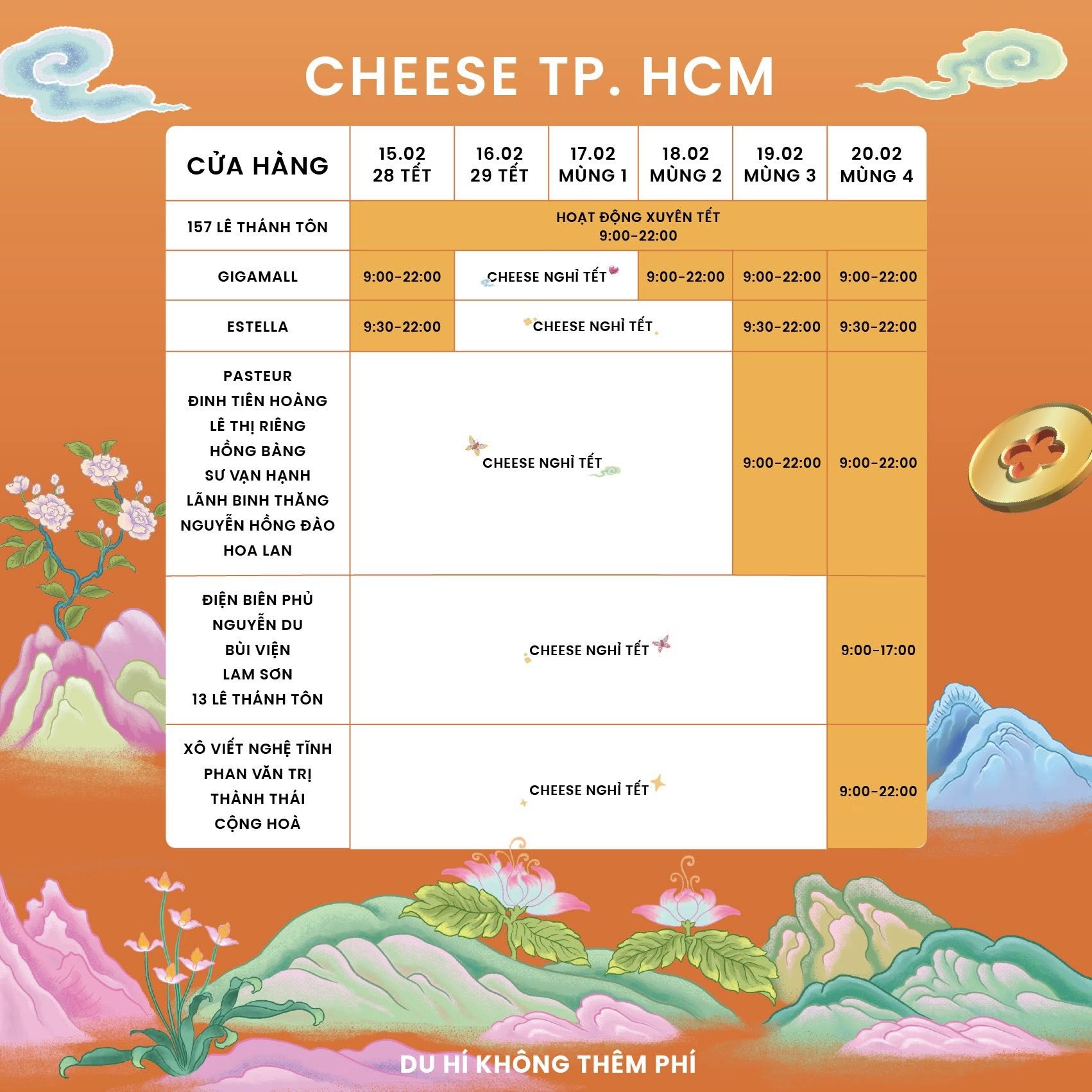 Lịch mở cửa và mức phụ thu của các chuỗi cà phê lớn tại TP.HCM dịp Tết Bính Ngọ 2026- Ảnh 15. Lịch mở cửa và mức phụ thu của các chuỗi cà phê lớn tại TP.HCM dịp Tết Bính Ngọ 2026- Ảnh 15.