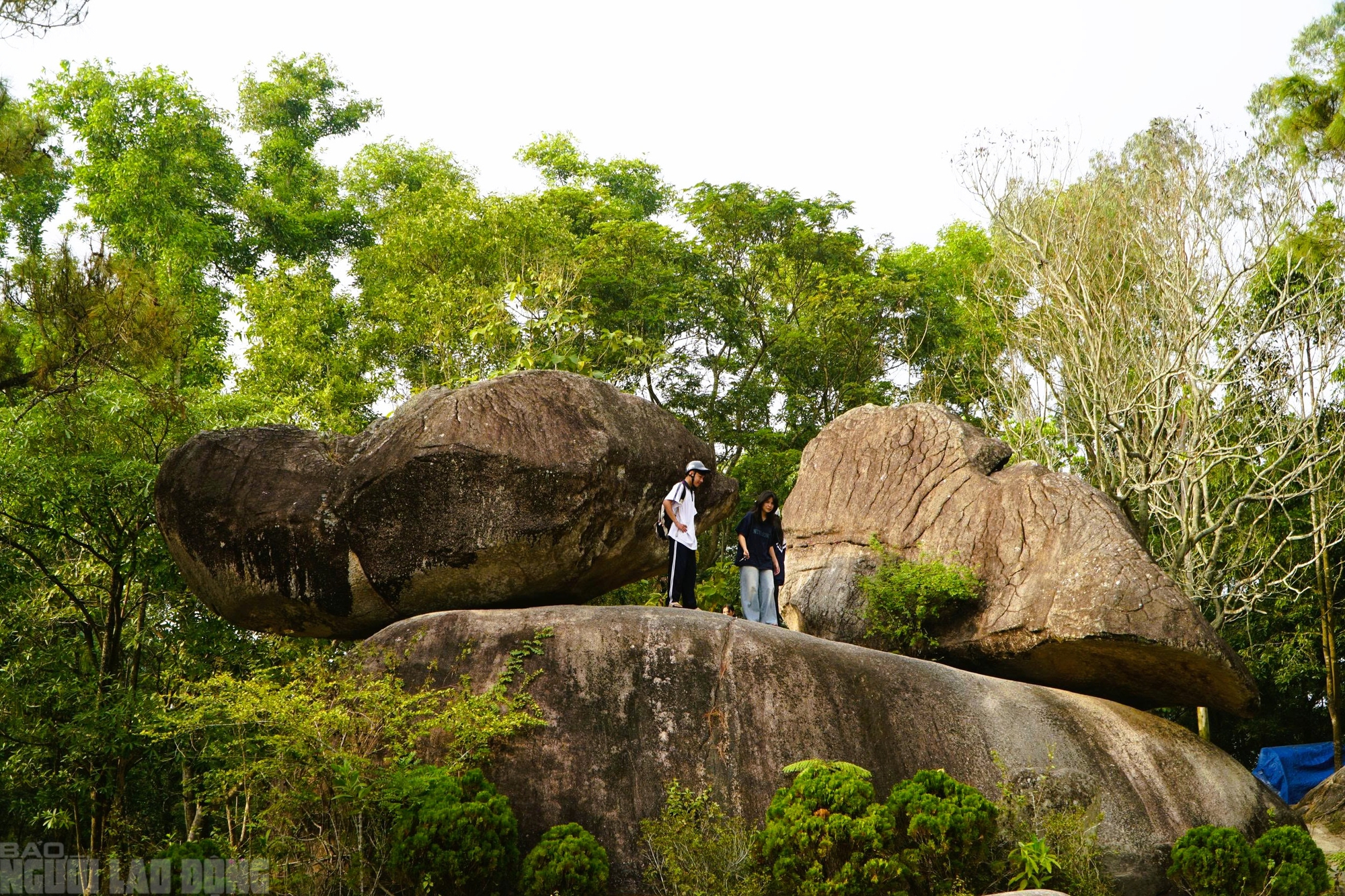 Hai tảng đ&aacute; "khổng lồ" tr&ecirc;n đỉnh n&uacute;i ở Thanh H&oacute;a - biểu tượng cho mối t&igrave;nh thủy chung - Ảnh 1.