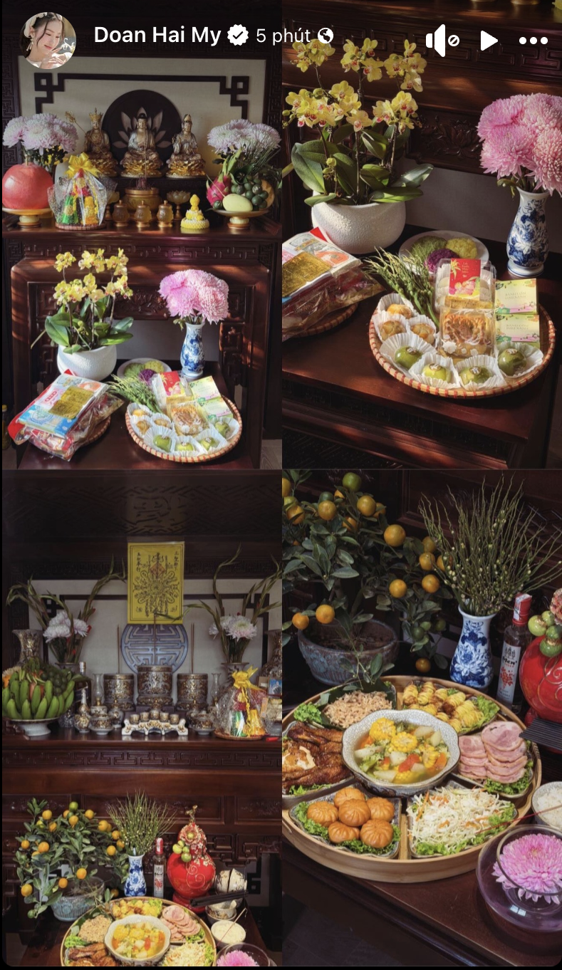Doãn Hải My và Ngô Tố Uyên cùng khoe mâm ngũ quả ngày Tết khiến dân mạng 