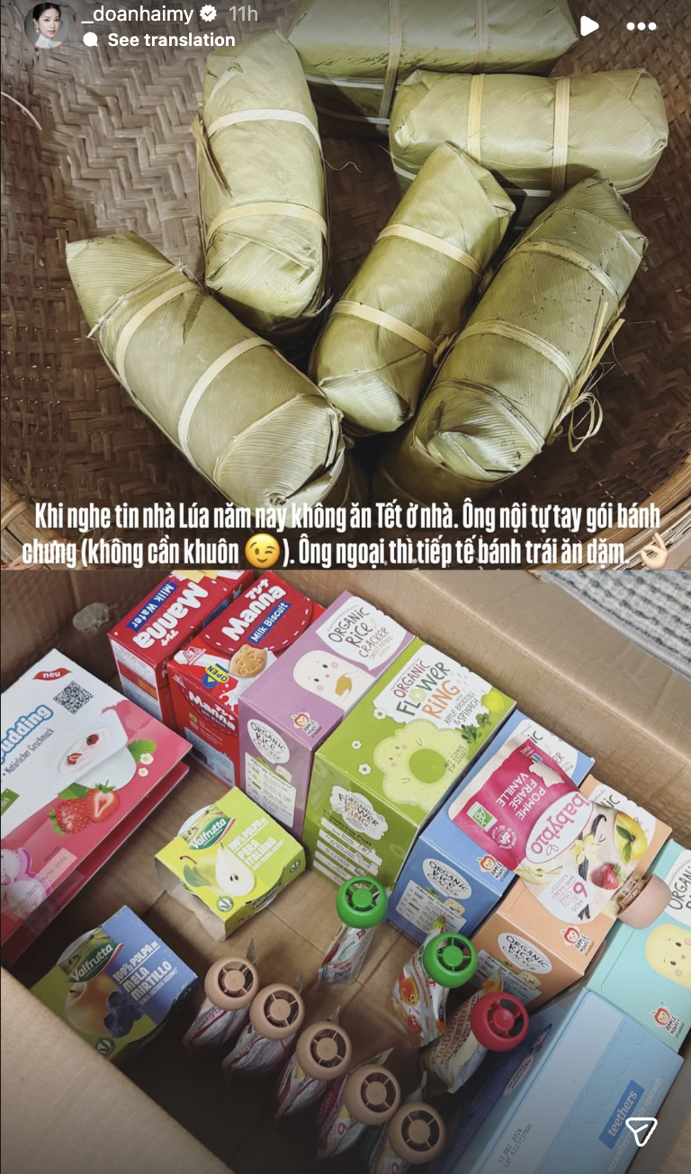 Tiểu thư Do&atilde;n Hải My qu&aacute; kh&eacute;o, khoe qu&agrave; bố đẻ tặng ăn tết, kh&ocirc;ng qu&ecirc;n khen b&aacute;nh chưng của bố chồng hết lời- Ảnh 1.