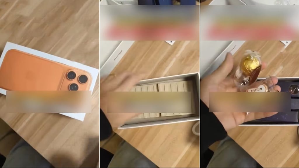 C&uacute; lừa thế kỷ tại tiệc tất ni&ecirc;n: Nh&acirc;n vi&ecirc;n h&iacute; hửng tr&uacute;ng iPhone 17 Pro Max, về nh&agrave; mở hộp chỉ thấy gạch men v&agrave; kẹo- Ảnh 1.