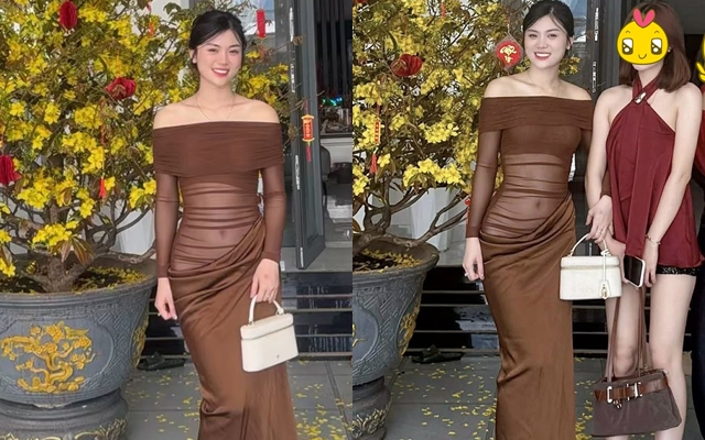 Danh t&iacute;nh c&ocirc; g&aacute;i mặc v&aacute;y xuy&ecirc;n thấu đi ch&uacute;c Tết g&acirc;y b&ugrave;ng nổ- Ảnh 2.