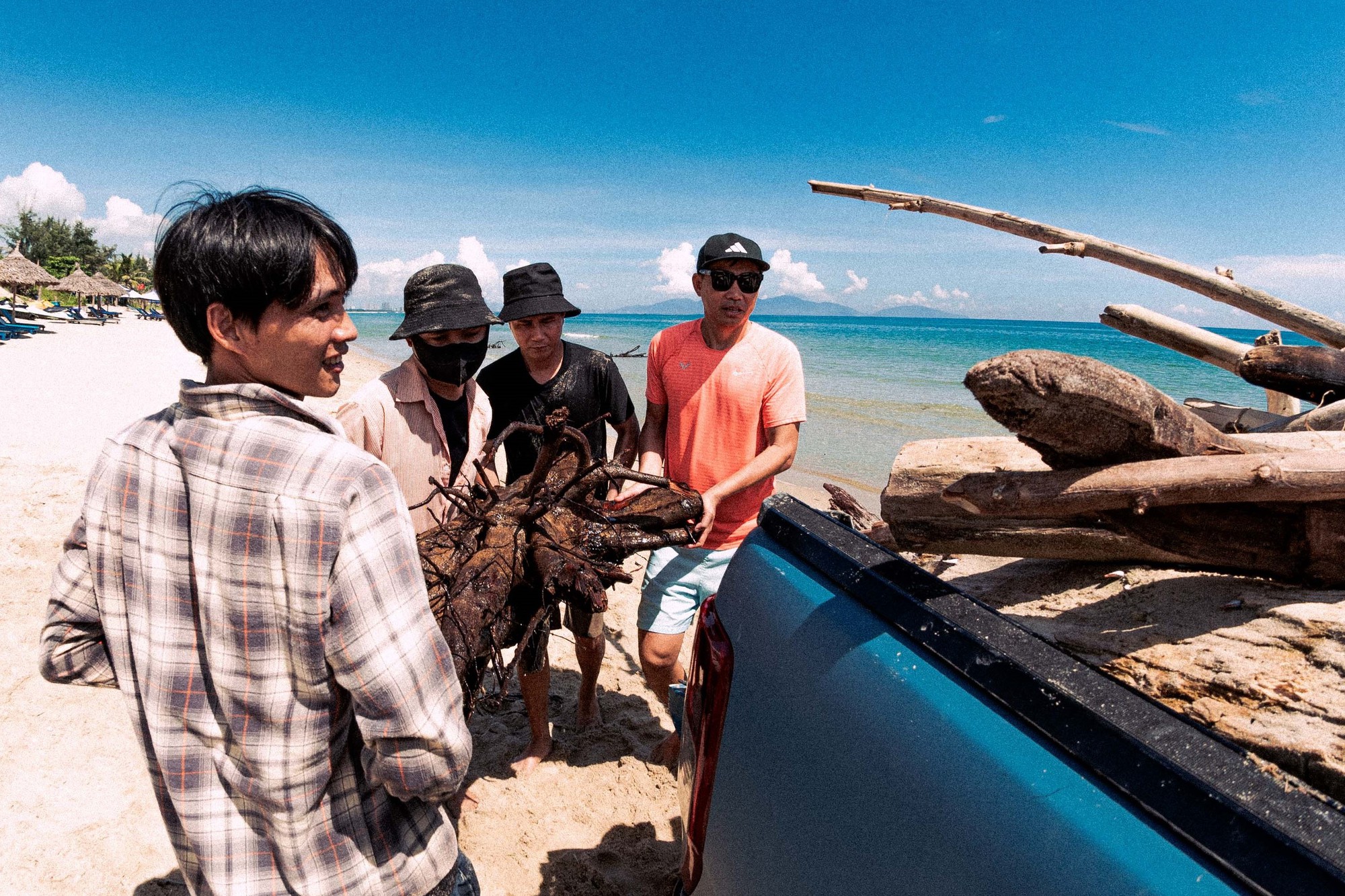 Cận cảnh "b&aacute;u vật" bất ngờ lộ diện từ những c&agrave;nh củi kh&ocirc; dạt v&agrave;o bờ biển Hội An sau mưa lũ- Ảnh 2.