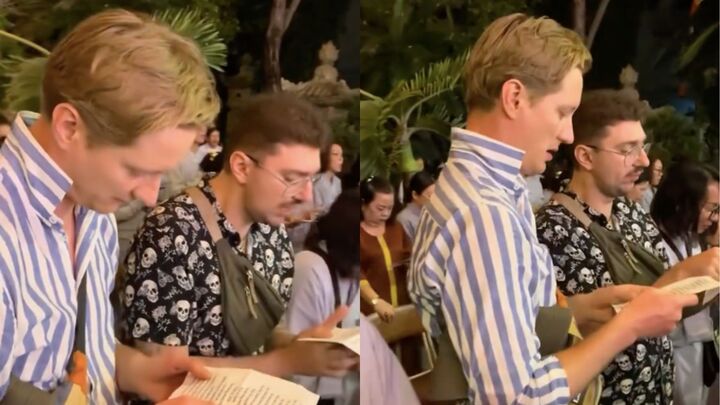 D&acirc;n mạng cười xỉu khi xem clip du kh&aacute;ch T&acirc;y đến ch&ugrave;a đọc kinh l&agrave;u l&agrave;u- Ảnh 1.