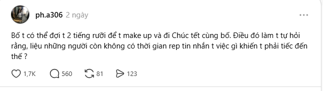 &ldquo;Bố đợi t&ocirc;i 2 tiếng rưỡi makeup, c&ograve;n anh th&igrave; kh&ocirc;ng c&oacute; nổi 2 ph&uacute;t rep tin nhắn&rdquo;: C&ocirc;ng ch&uacute;a th&iacute;ch tự &aacute;i hay c&ocirc; g&aacute;i đ&atilde; trưởng th&agrave;nh?- Ảnh 1.
