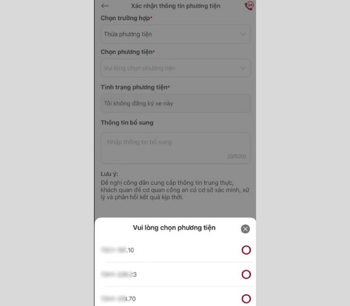 C&aacute;ch x&oacute;a th&ocirc;ng tin xe đ&atilde; b&aacute;n, xe lạ tr&ecirc;n ứng dụng VNeTraffic mới nhất- Ảnh 5.