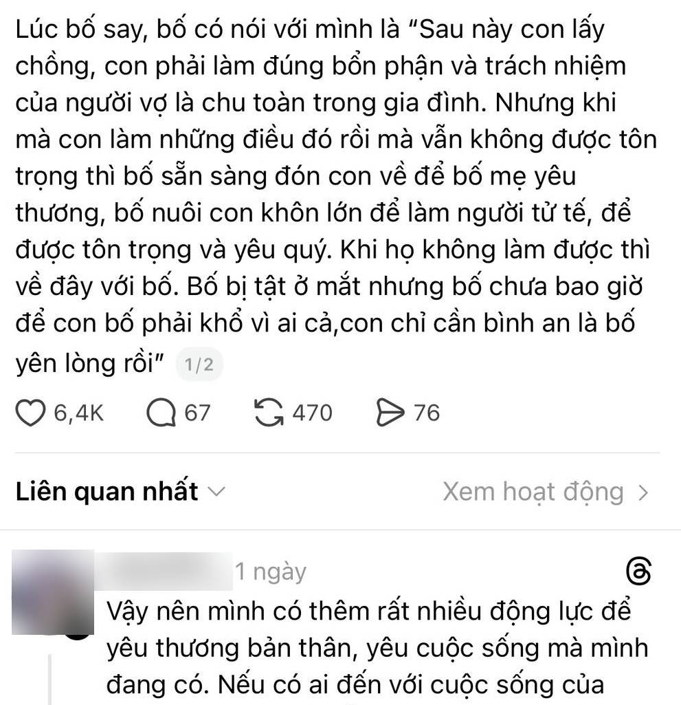 Lời dặn con thấm th&iacute;a g&acirc;y ch&uacute; &yacute; đầu năm 2026: "Bố bị dị tật ở mắt nhưng bố chưa bao giờ để con bố phải khổ v&igrave; ai cả!"- Ảnh 1.