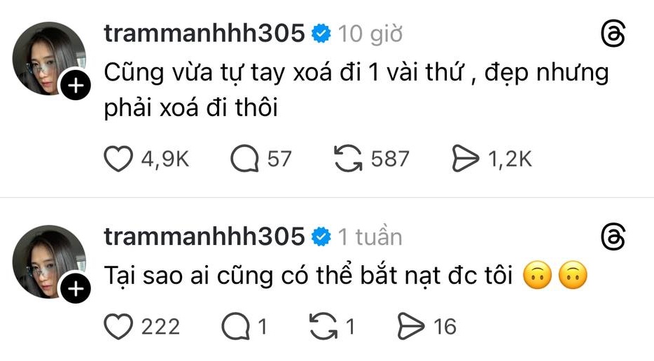 Tr&acirc;m Anh xo&aacute; ảnh chung v&agrave; unfollow JustaTee, đăng d&ograve;ng trạng th&aacute;i: