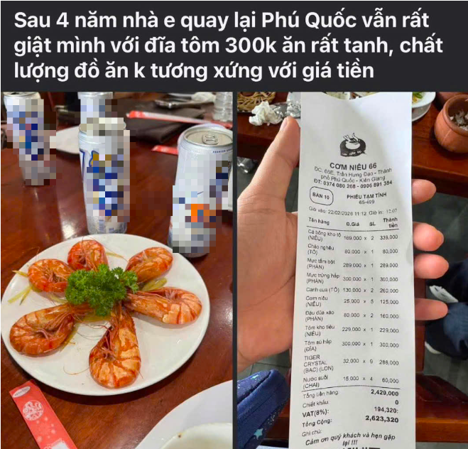 Đĩa t&ocirc;m s&uacute; 6 con gi&aacute; 300.000 đồng ở Ph&uacute; Quốc: Động th&aacute;i của chủ qu&aacute;n, người đăng b&agrave;i kho&aacute; t&agrave;i khoản- Ảnh 1.