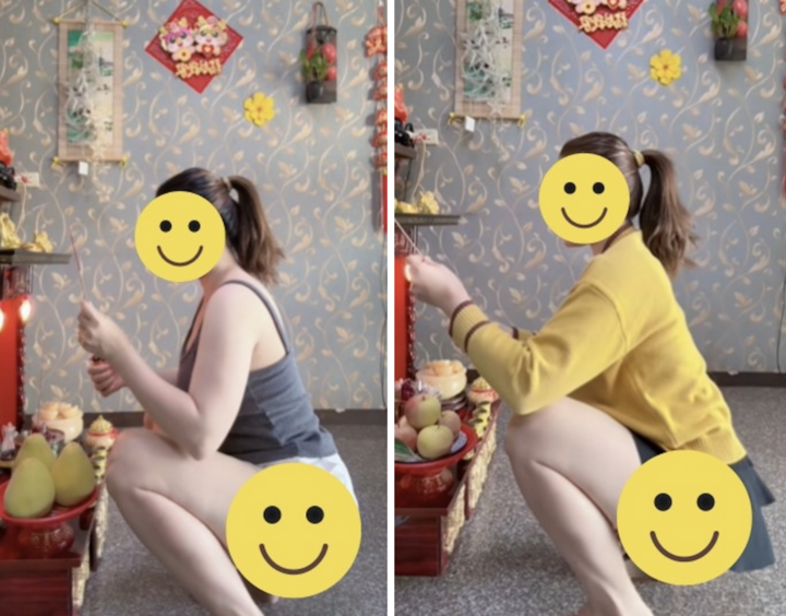 Tranh c&atilde;i gay gắt quanh bức ảnh c&ocirc; g&aacute;i mặc &aacute;o tr&agrave;ng, quần ngắn thắp hương- Ảnh 2.