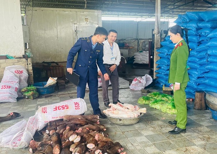 Ph&aacute;t hiện 2 kho lạnh chứa gần 6 tấn đu&ocirc;i, ch&acirc;n tr&acirc;u b&ograve; bốc m&ugrave;i thối ở Thanh Ho&aacute;- Ảnh 1.