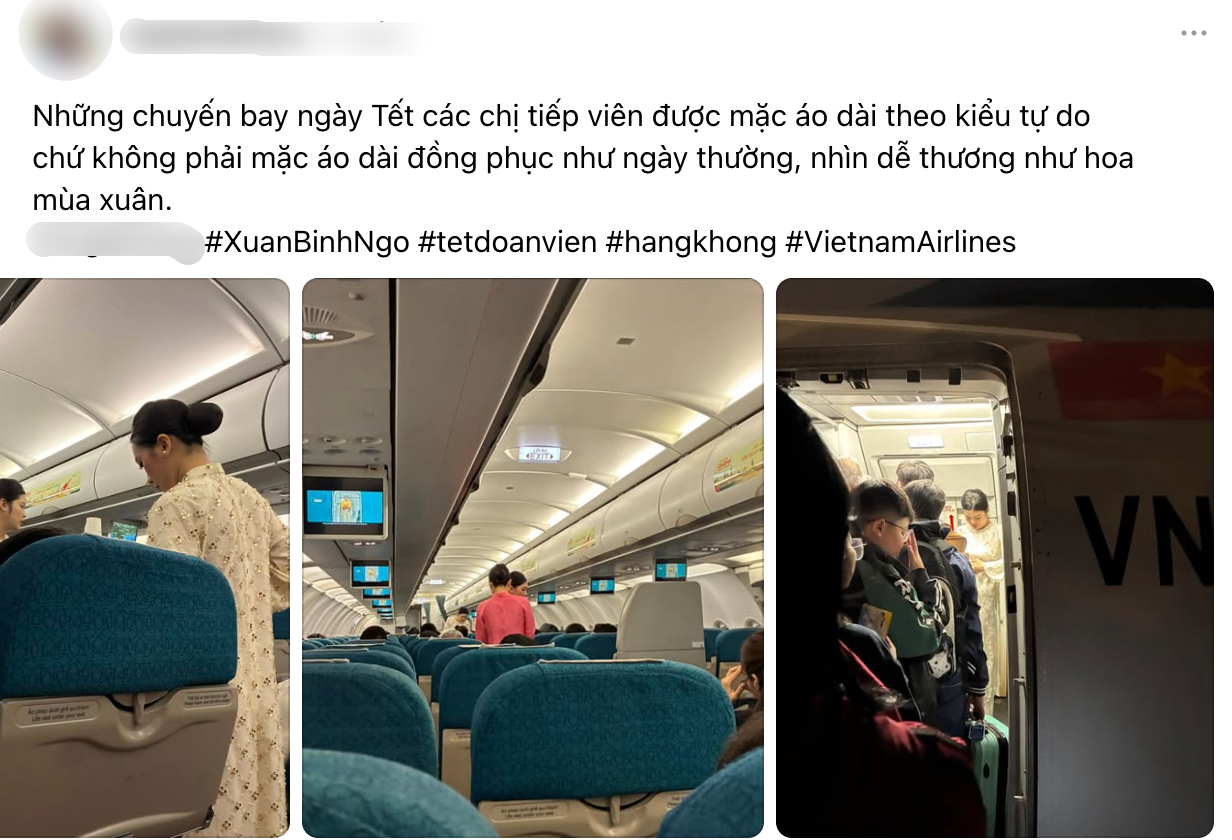 "Rừng hoa xu&acirc;n" tr&ecirc;n độ cao 10.000 m&eacute;t của Vietnam Airlines: Khi tiếp vi&ecirc;n được tự do diện &aacute;o d&agrave;i rực rỡ- Ảnh 1.