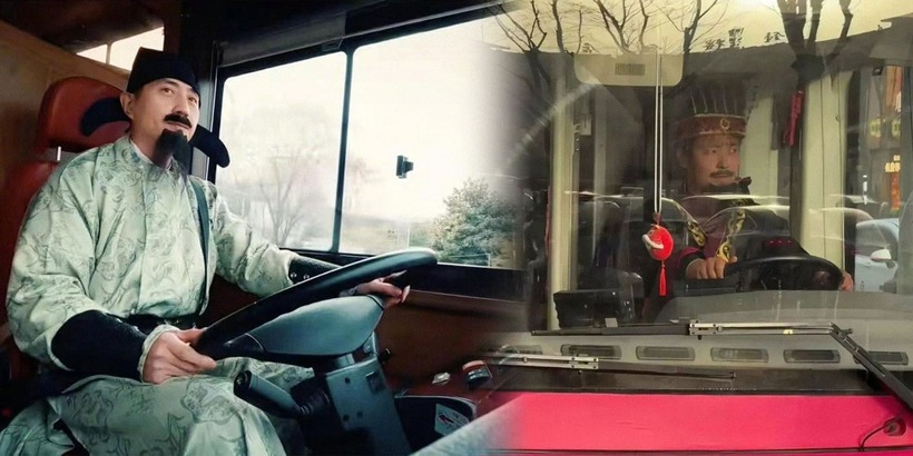 T&agrave;i xế xe bu&yacute;t h&oacute;a th&acirc;n th&agrave;nh Tần Thủy Ho&agrave;ng, L&yacute; Bạch để h&uacute;t kh&aacute;ch- Ảnh 1.