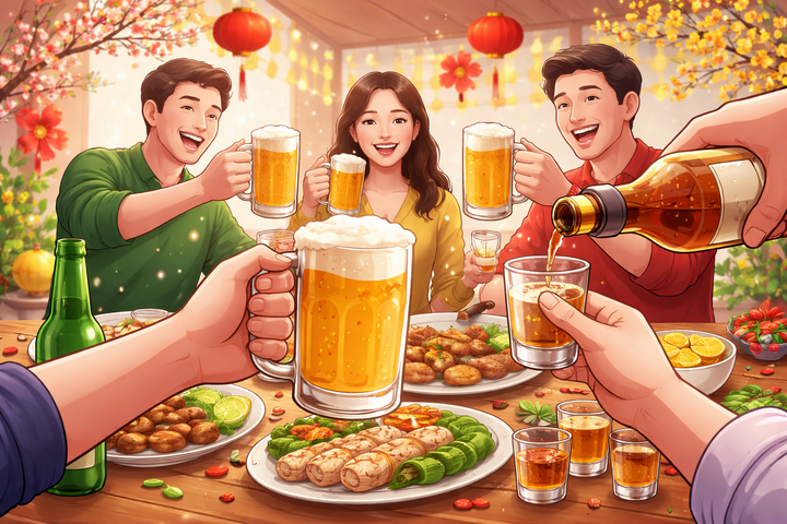 C&aacute;ch t&iacute;nh đơn vị cồn chuẩn Bộ Y tế: Uống rượu bia ng&agrave;y Tết bao nhi&ecirc;u l&agrave; đủ?- Ảnh 1.