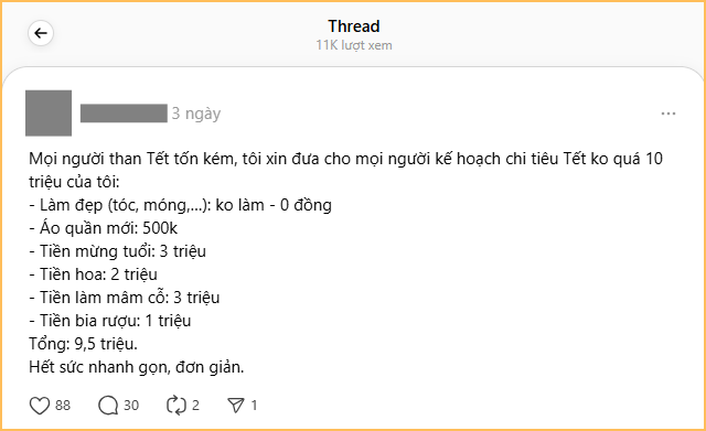 Bảng ti&ecirc;u Tết c&agrave;ng nh&igrave;n c&agrave;ng cho&aacute;ng: C&oacute; nh&agrave; 10 triệu đ&atilde; đủ, c&oacute; nh&agrave; 44 triệu mới 