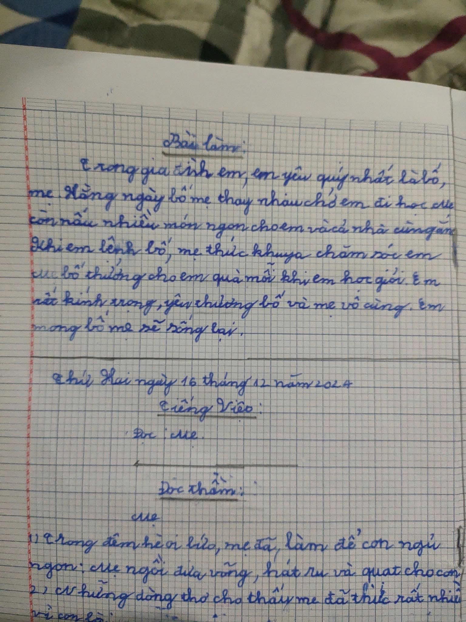 B&agrave;i văn đang cảm động th&agrave;nh... "cảm lạnh" v&igrave; c&acirc;u cuối: Cha mẹ biết được cha mẹ sợ đấy!- Ảnh 1.