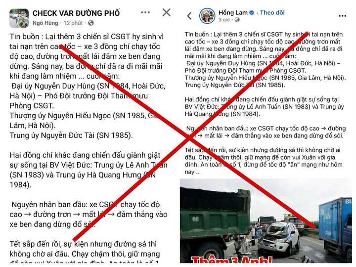 B&aacute;c tin 'Lại th&ecirc;m 3 c&aacute;n bộ CSGT hy sinh tr&ecirc;n cao tốc'- Ảnh 1.