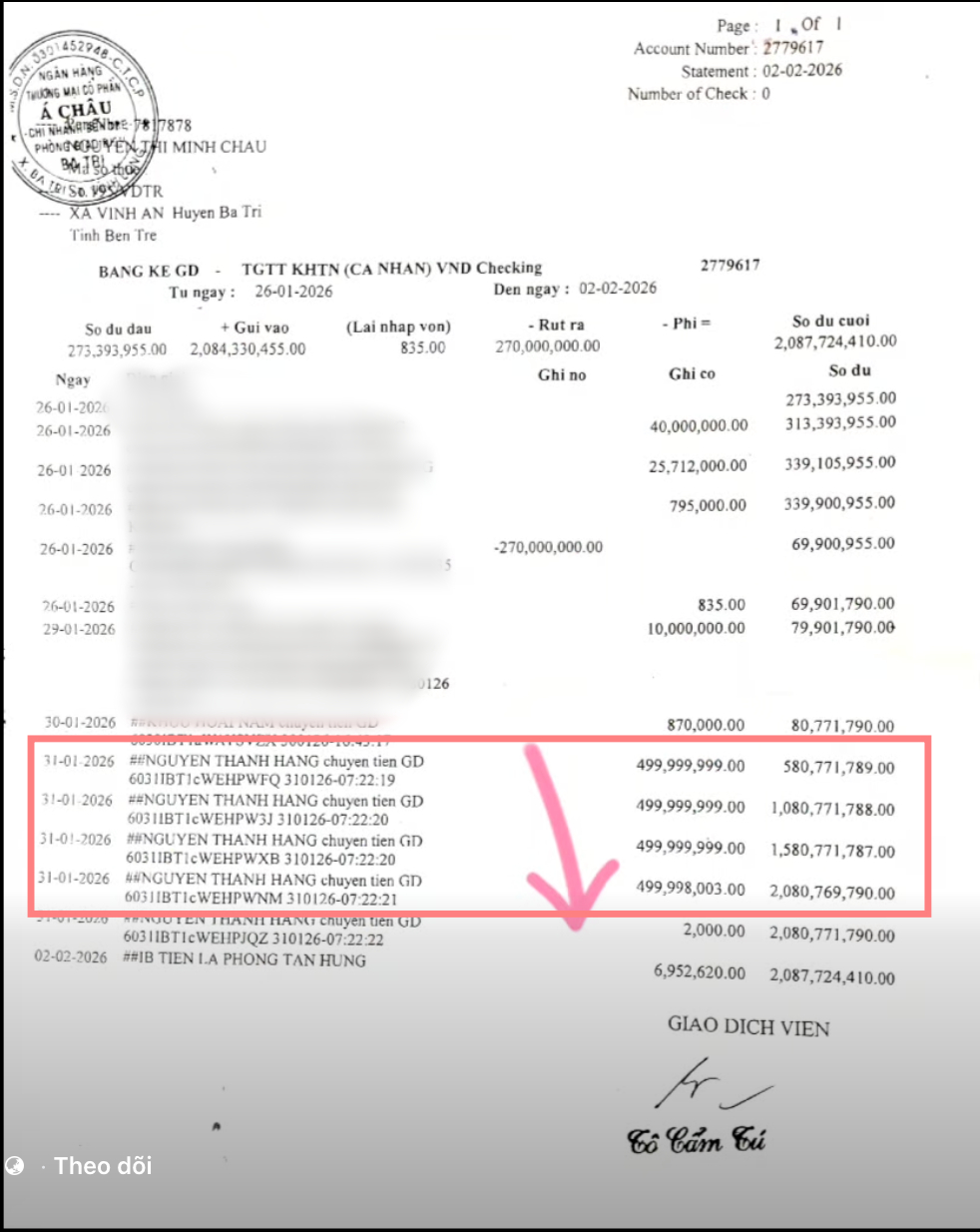 T&agrave;i khoản ACB li&ecirc;n tiếp nhận 4 giao dịch với tổng số tiền 2 tỷ đồng trong 1 ph&uacute;t, cụ b&agrave; 70 tuổi lập tức b&aacute;o c&ocirc;ng an- Ảnh 2.