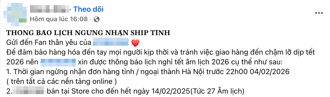 Th&ocirc;ng b&aacute;o thời gian ngừng hoạt động của Viettel Post, GiaoHangNhanh, J&T Express,...: Chủ shop, hội mua h&agrave;ng lo sợ đồ Tết &ldquo;mắc kẹt&rdquo;- Ảnh 7.