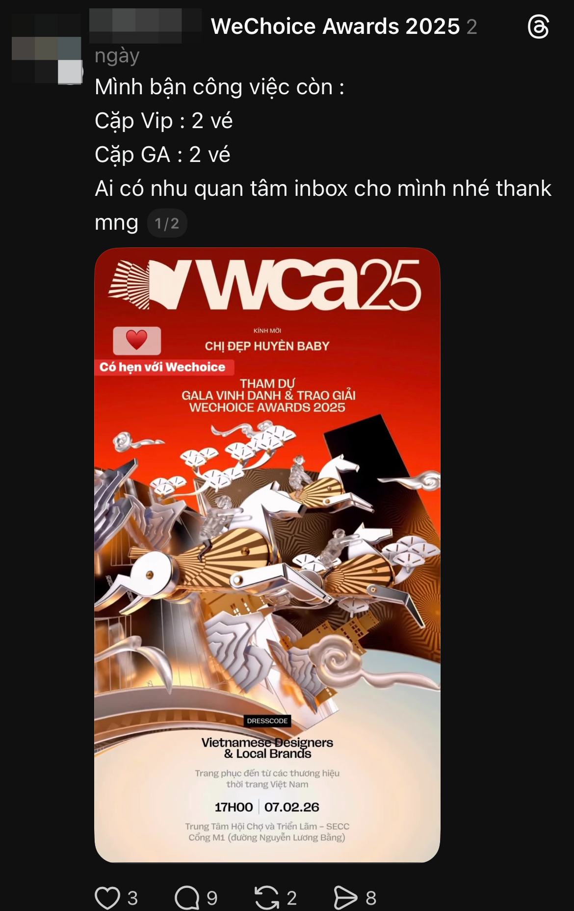 "1 triệu v&eacute; GA, 1,5 triệu v&eacute; VIP": CẢNH B&Aacute;O t&igrave;nh trạng phe v&eacute; trước thềm Gala WeChoice Awards 2025- Ảnh 5.