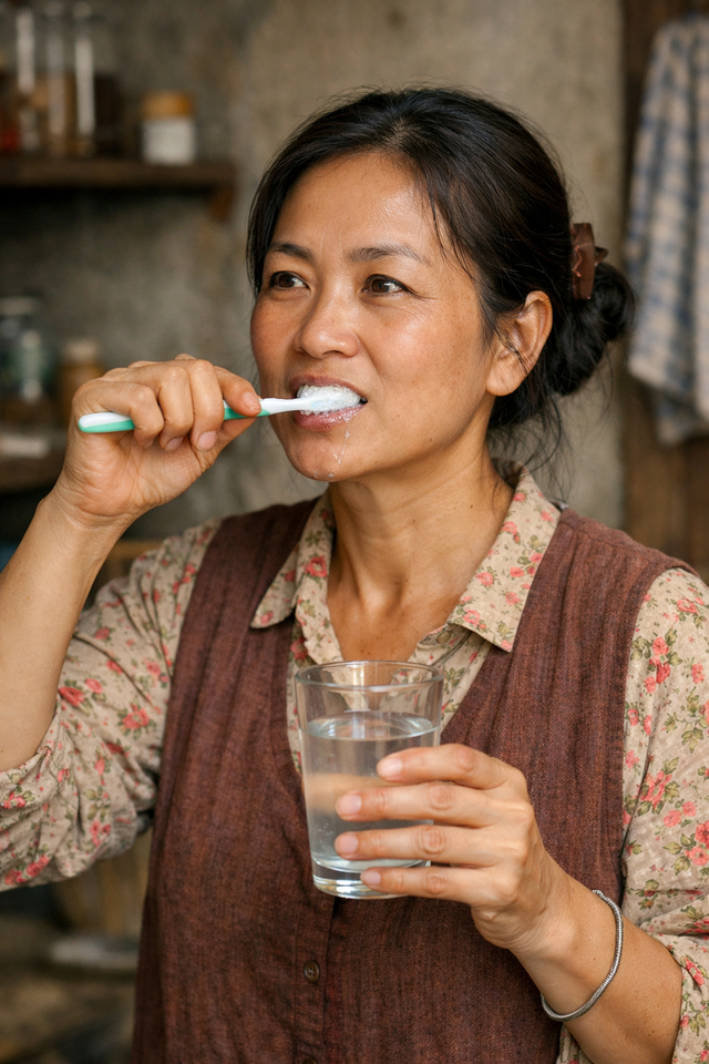 Người phụ nữ 50 tuổi ki&ecirc;n tr&igrave; đ&aacute;nh răng bằng nước muối: Sau 1 năm, kết quả kh&aacute;m răng khiến cả nh&agrave; giật m&igrave;nh- Ảnh 1.