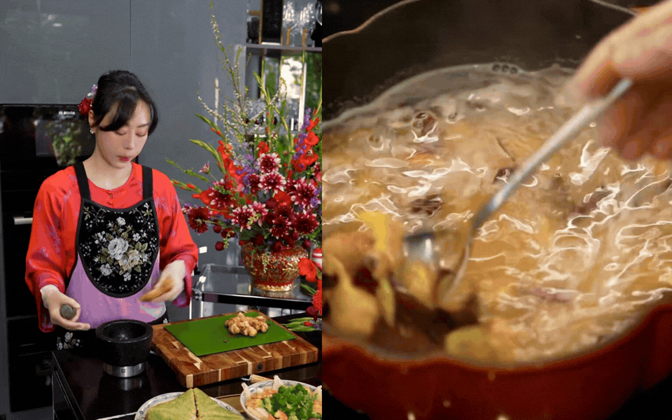 "Ph&uacute; b&agrave; Long Bi&ecirc;n" Ng&ocirc; Th&ugrave;y Linh bật m&iacute; c&ocirc;ng thức nước bao s&aacute;i b&agrave;n thờ tự nấu: Đơn giản, rẻ tiền m&agrave; tụ lộc kh&iacute; cực vượng- Ảnh 2.