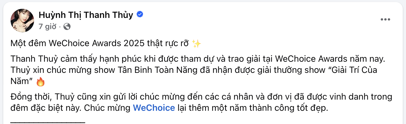 MXH ngập chia sẻ d&agrave;n sao Việt sau gala WeChoice Awards: Cảm x&uacute;c, &yacute; nghĩa, vỡ o&agrave; v&agrave; hơn thế nữa!- Ảnh 14.