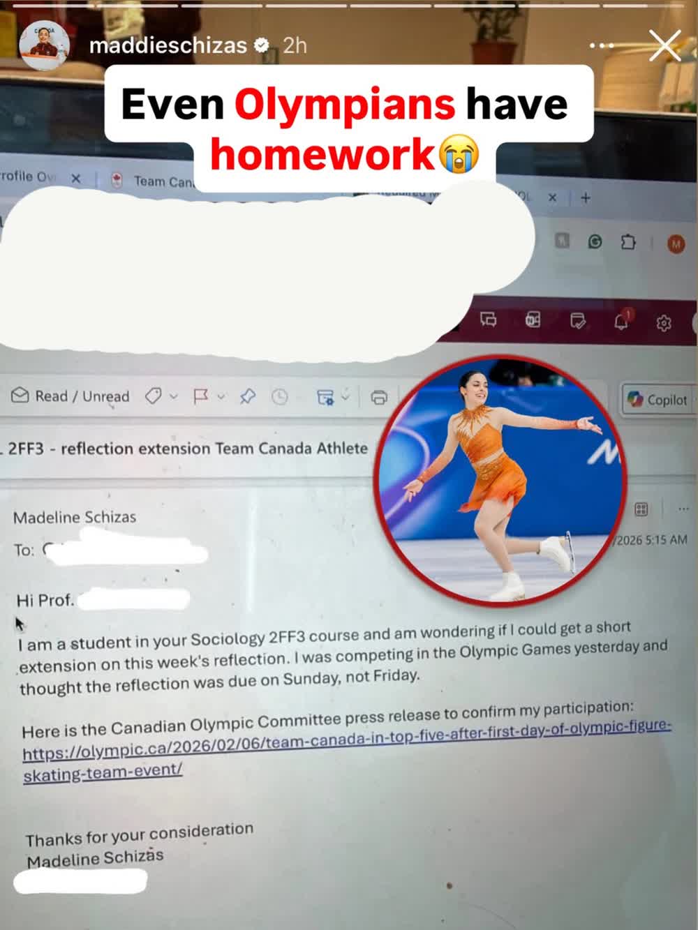 Đừng ai k&ecirc;u khổ v&igrave; deadline nữa, nữ sinh n&agrave;y vừa thi đấu Thế vận hội m&ugrave;a đ&ocirc;ng vừa phải l&agrave;m b&agrave;i tập đ&acirc;y n&agrave;y!- Ảnh 1.