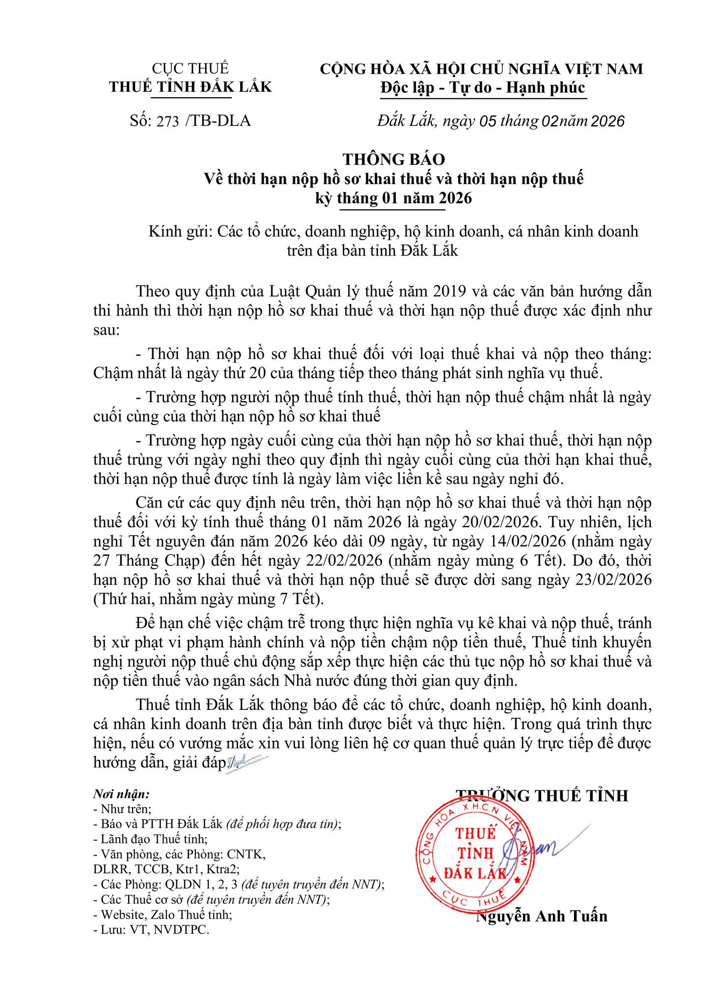 Th&ocirc;ng b&aacute;o mới từ Cơ quan Thuế, người d&acirc;n lưu &yacute;!- Ảnh 1.