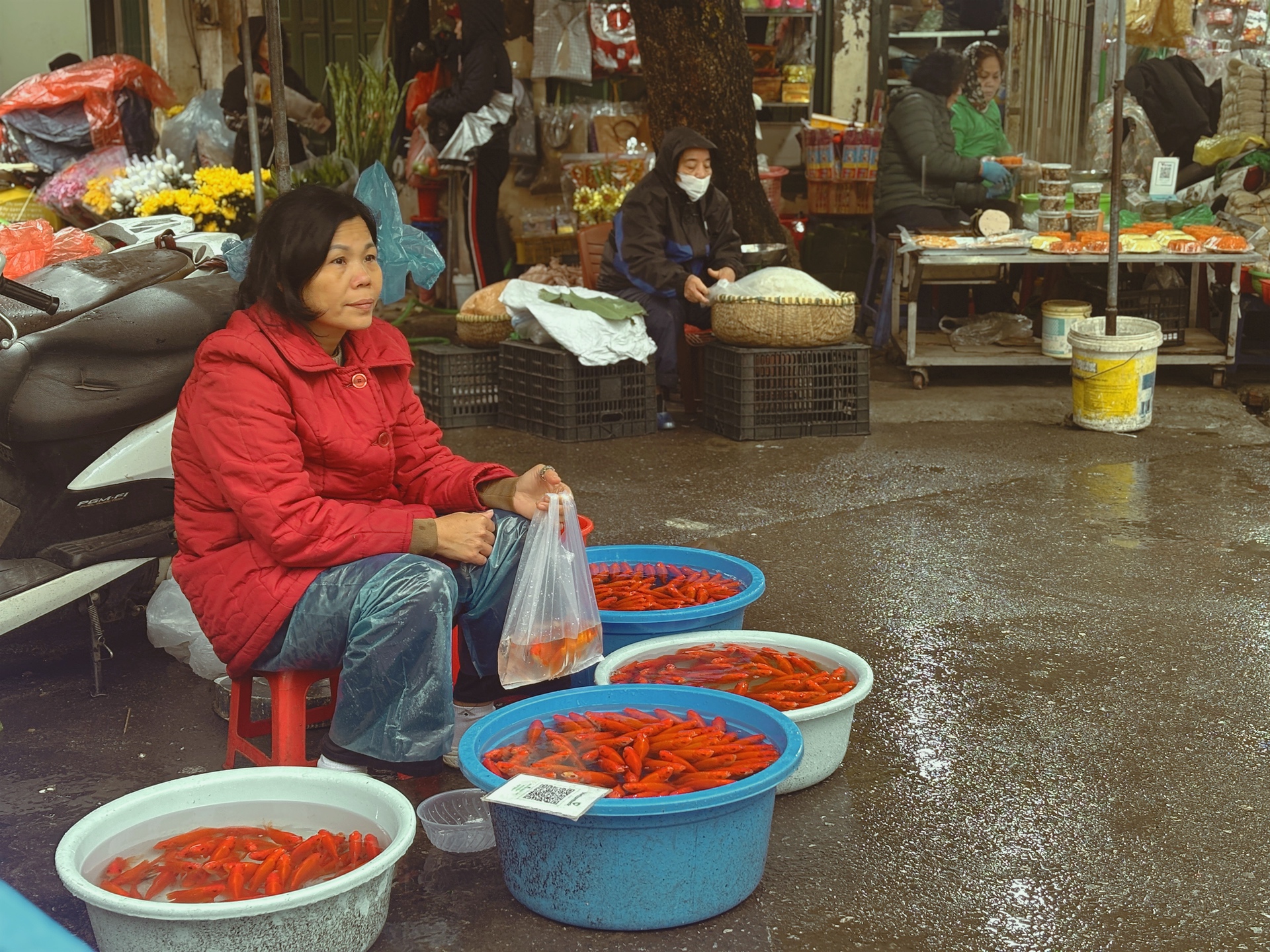 Ng&agrave;y 22 th&aacute;ng Chạp: Chợ H&agrave;ng B&egrave; đ&ocirc;ng kh&ocirc;ng lối tho&aacute;t bất chấp mưa r&eacute;t, "điểm n&oacute;ng" vẫn l&agrave; khu h&agrave;ng g&agrave; luộc!- Ảnh 8.