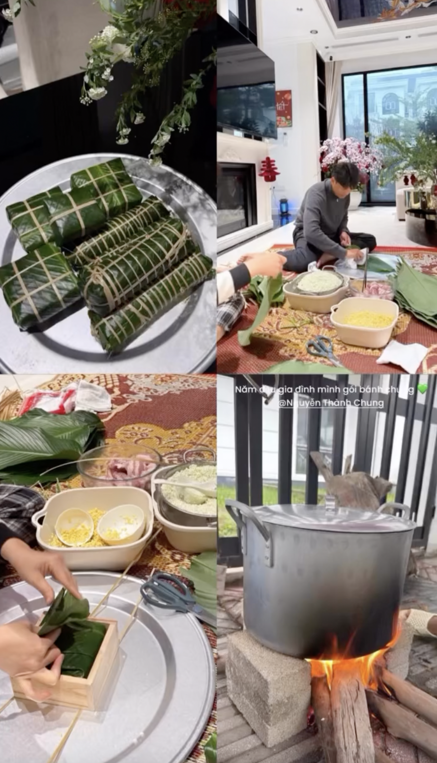 Th&agrave;nh Chung cặm cụi g&oacute;i b&aacute;nh chưng trong biệt thự trước ng&agrave;y &ocirc;ng C&ocirc;ng &ocirc;ng T&aacute;o- Ảnh 4.