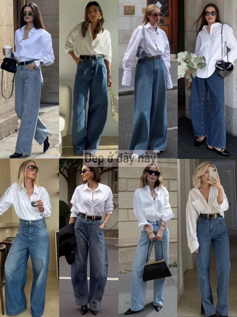Sơ mi trắng v&agrave; quần jeans ống rộng: C&ocirc;ng thức &ldquo;đinh&rdquo; 2026 cho vẻ đẹp tối giản m&agrave; vẫn sang tuyệt đối- Ảnh 1.