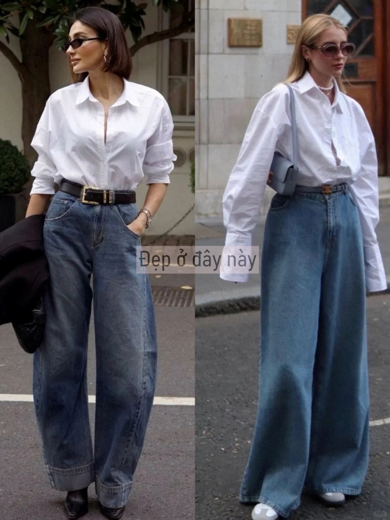 Sơ mi trắng v&agrave; quần jeans ống rộng: C&ocirc;ng thức &ldquo;đinh&rdquo; 2026 cho vẻ đẹp tối giản m&agrave; vẫn sang tuyệt đối- Ảnh 5.