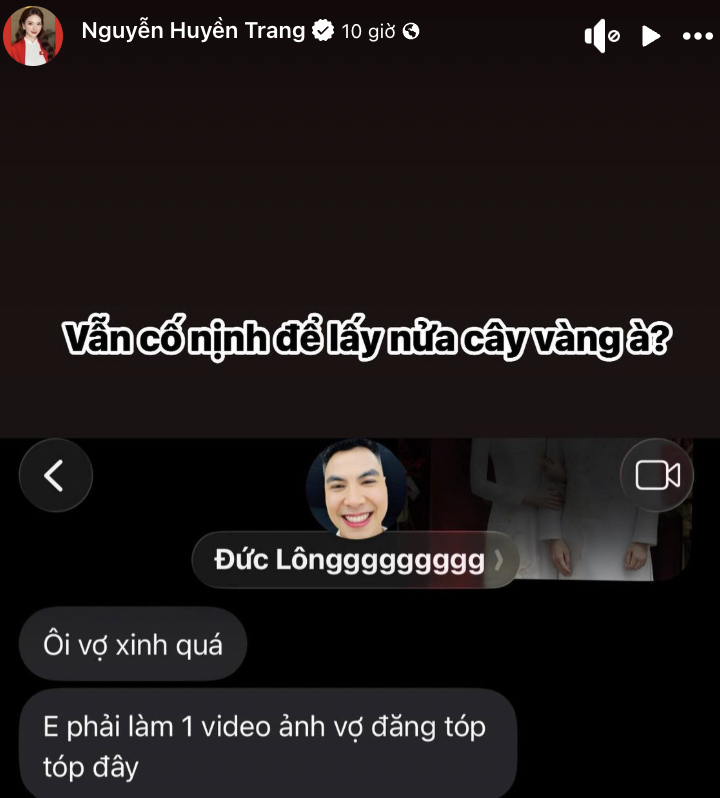 Ảnh n&eacute;t căng: MC M&ugrave; Tạt đeo v&agrave;ng nặng trĩu l&ecirc;n xe hoa c&ugrave;ng tuyển thủ Đức Huy,