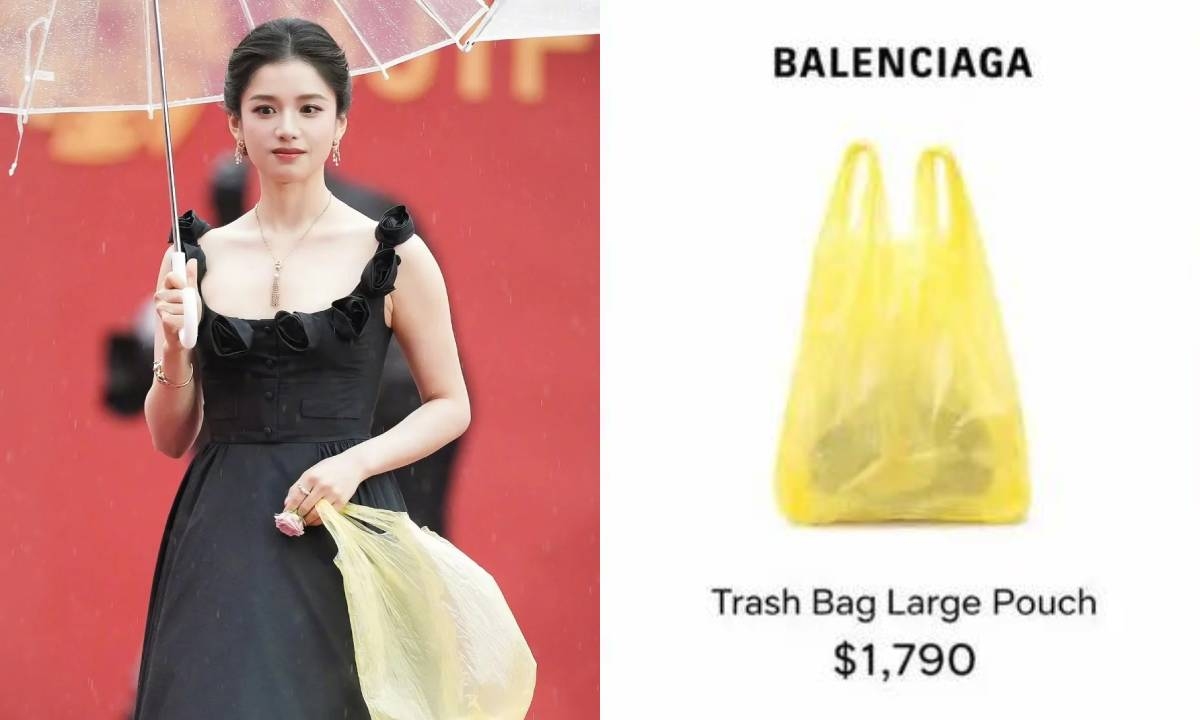 Tranh luận gay gắt về t&uacute;i nylon Trương Tịnh Nghi cầm l&ecirc;n thảm đỏ: 47 triệu, ai mua?- Ảnh 1.