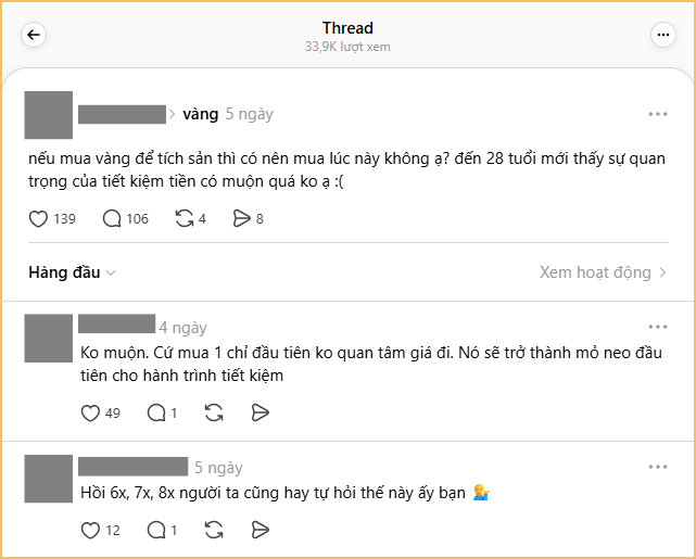 T&acirc;m trạng người mua v&agrave;ng từ thời gi&aacute; v&agrave;ng 3-4 triệu 1 chỉ- Ảnh 2.