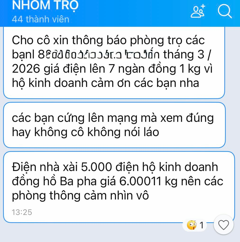 Tiền điện 7.000 đồng/số ở ph&ograve;ng trọ: Người thu&ecirc; &ldquo;n&oacute;ng mặt&rdquo;, mạng x&atilde; hội tranh c&atilde;i gay gắt- Ảnh 1.