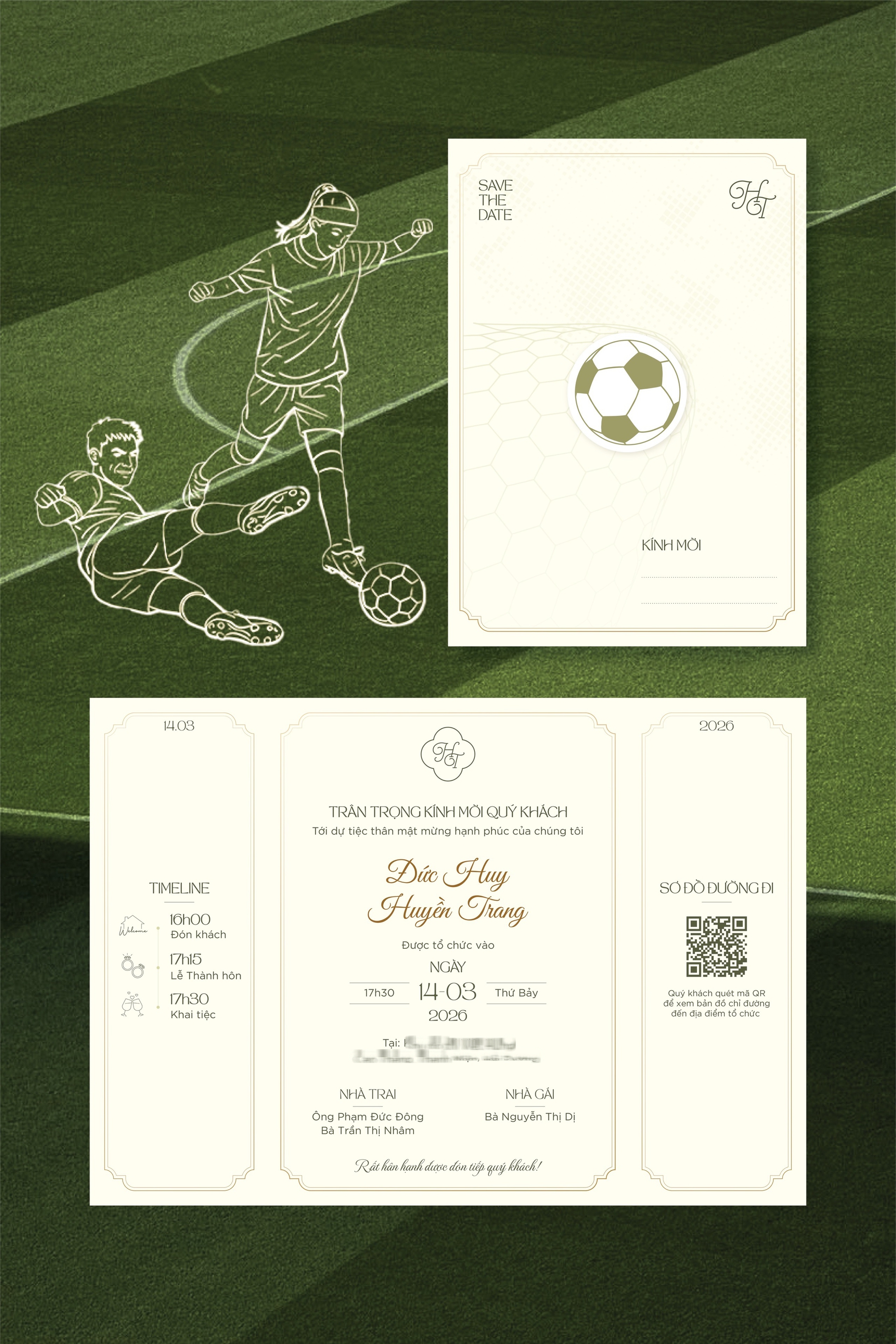 Cận cảnh rạp cưới si&ecirc;u khủng của MC Huyền Trang M&ugrave; Tạt v&agrave; tuyển thủ Phạm Đức Huy, thiệp cưới cực xinh mang đậm style cầu thủ- Ảnh 3.