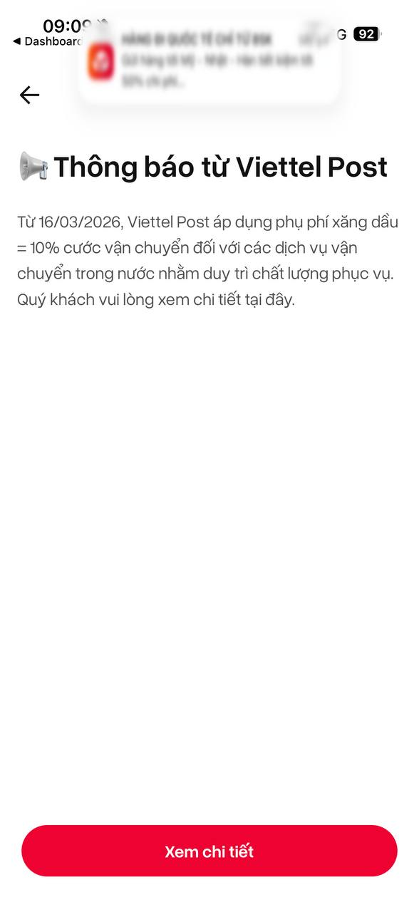 Giao H&agrave;ng Tiết Kiệm, Viettel Post c&ugrave;ng th&ocirc;ng b&aacute;o tăng phụ ph&iacute; xăng dầu, mức cao nhất 17,15%- Ảnh 2.