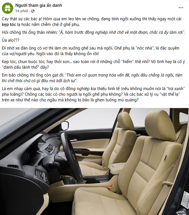 "Đi nhờ xe đ&agrave;n &ocirc;ng c&oacute; vợ th&igrave; xuống ghế sau m&agrave; ngồi", phụ nữ n&agrave;o kh&ocirc;ng hiểu l&agrave; thiếu tinh tế?- Ảnh 1.