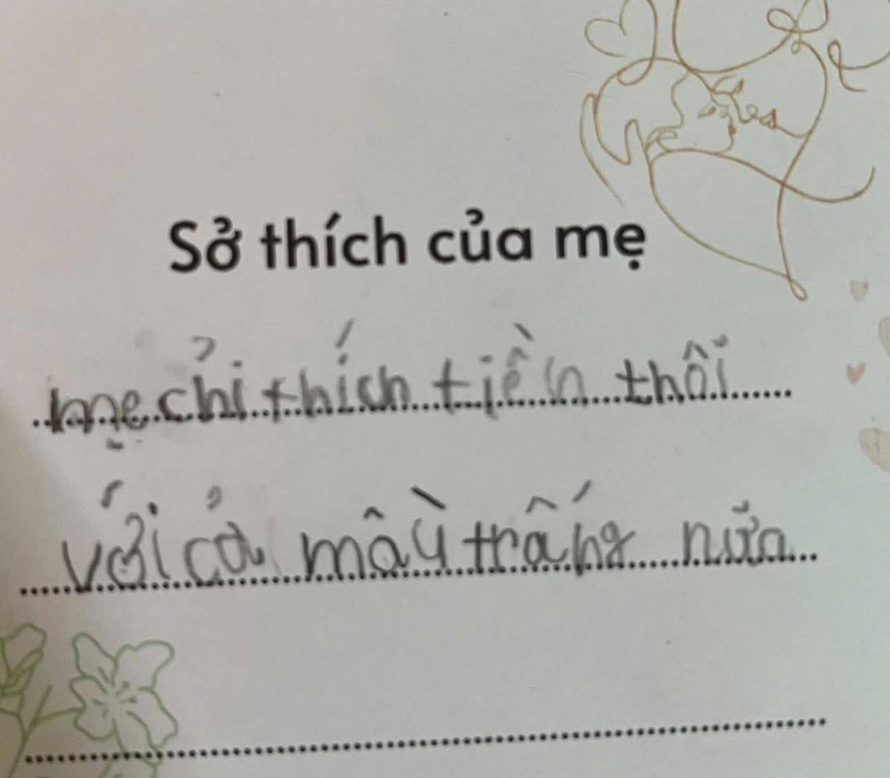 Cô giáo ra đề viết về sở thích của mẹ, học sinh tiểu học hóa "chuyên gia bóc phốt": Kỳ này bí mật gì lộ hết!- Ảnh 2. Cô giáo ra đề viết về sở thích của mẹ, học sinh tiểu học hóa "chuyên gia bóc phốt": Kỳ này bí mật gì lộ hết!- Ảnh 2.