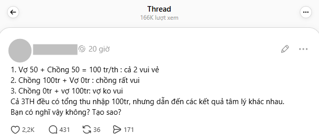 Chồng kiếm 100 triệu - vợ ở nh&agrave; th&igrave; kh&ocirc;ng sao, vợ kiếm 100 triệu - chồng 0 đồng th&igrave; TO CHUYỆN- Ảnh 1.