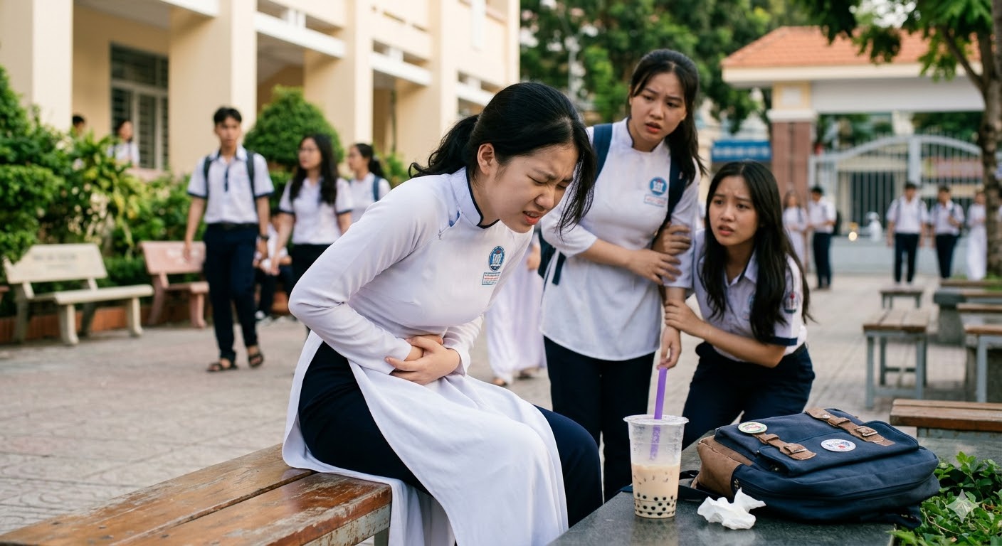 13 học sinh ở Đ&agrave; Nẵng đau bụng, n&ocirc;n mửa sau khi uống tr&agrave; sữa- Ảnh 1.
