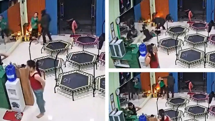 VIDEO: Bịt mặt xông vào phòng tập thể dục cướp dây chuyền của người phụ nữ- Ảnh 1. VIDEO: Bịt mặt xông vào phòng tập thể dục cướp dây chuyền của người phụ nữ- Ảnh 1.