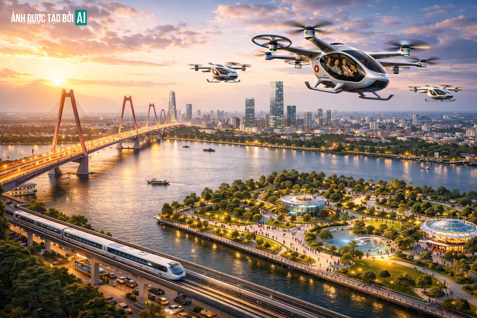 Taxi bay, drone giao h&agrave;ng xuất hiện ấn tượng trong quy hoạch 100 năm của H&agrave; Nội thế n&agrave;o?- Ảnh 2.