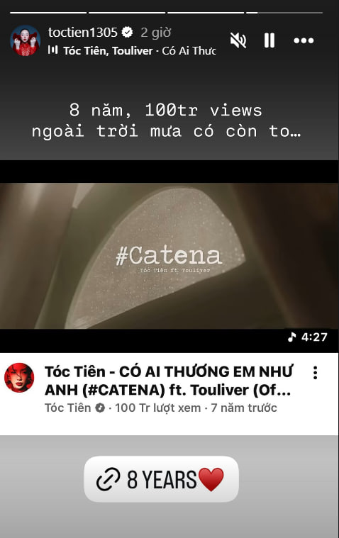 T&oacute;c Ti&ecirc;n t&acirc;m trạng, nhắc về kỉ niệm c&ugrave;ng Touliver: &ldquo;Ngo&agrave;i trời mưa c&oacute; c&ograve;n to?&rdquo;- Ảnh 2.