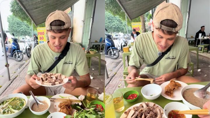 Anh T&acirc;y ăn s&aacute;ng với l&ograve;ng lợn v&agrave; rượu t&aacute;o m&egrave;o, khen 'đi&ecirc;n rồ m&agrave; ngon nhức n&aacute;ch'- Ảnh 1.