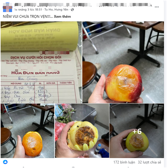 Đặt tr&aacute;p cưới 11,5 triệu nhưng nhận về to&agrave;n hoả quả thối rữa, ch&uacute; rể phải xin lỗi bố mẹ vợ: Ph&iacute;a dịch vụ n&oacute;i g&igrave;?- Ảnh 1.