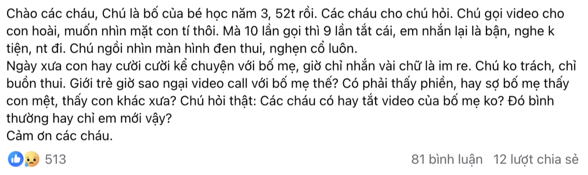 Thắc mắc của một &ocirc;ng bố c&oacute; con học ở TP.HCM khiến ai đọc cũng nghẹn l&ograve;ng: Sao 1 điều đơn giản lại th&agrave;nh xa xỉ thế n&agrave;y?- Ảnh 1.
